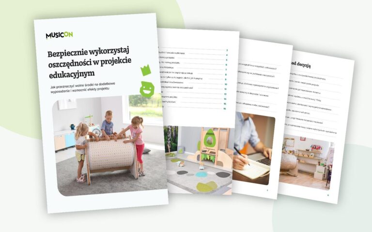 Poradnik Musicon „Bezpiecznie wykorzystaj oszczędności w projekcie edukacyjnym” – podgląd stron PDF